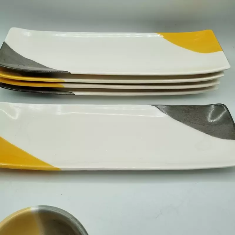 رولت خوری طرح لیمویی و  طوسی دستساز سرامیکی توانا سرام