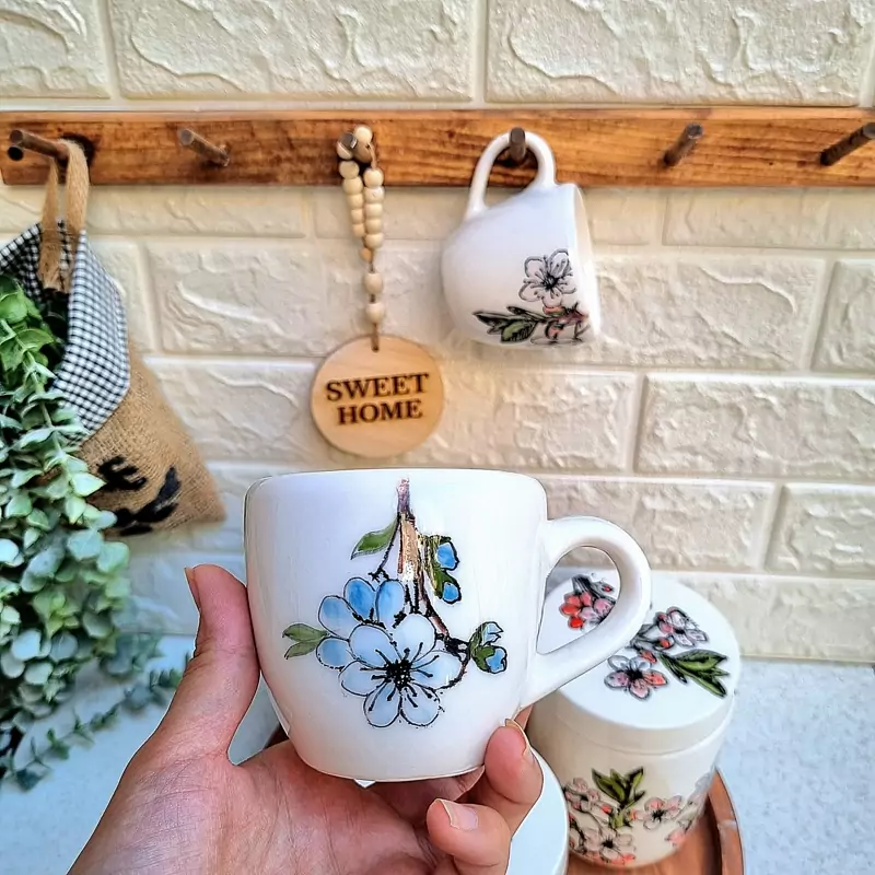 فنجان چای خوری مدل بهاره سرامیک دستساز توانا سرام